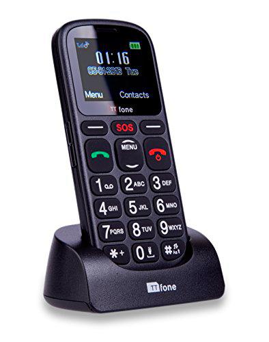 TTfone TT100 Comet - Móvil Libre (USB, Banda Dual, Botones Grandes), Olor Negro