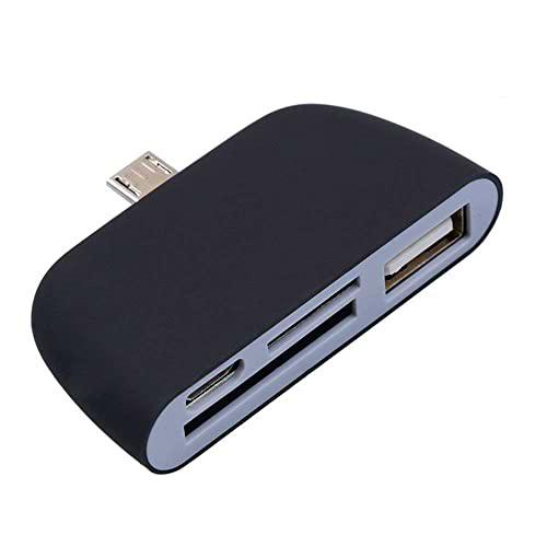 Lector de Tarjetas para Wiko Harry 2 Smartphone Micro USB Android SD Micro SD USB Adaptador Universal (Negro)